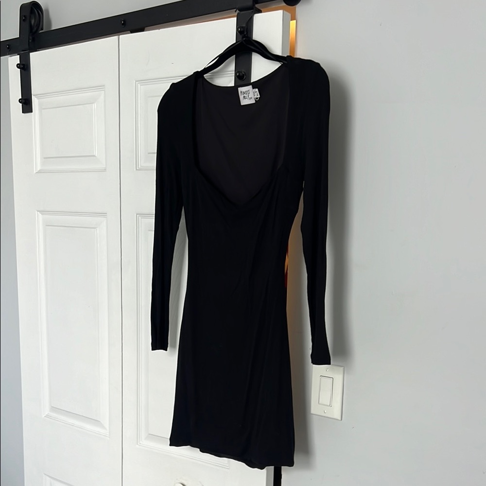 Princess Polly Knit Black Open Back Long Sleeve Dress